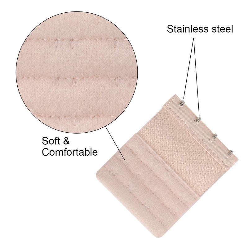 Akstore 6 Pieces Women's Soft Comfortable Elastic Bra Extenders Strap 4 Hook 3 Row Lady's Bra Extender Band (Multicolors) - Image 2